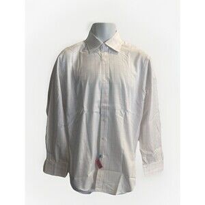 T.M. Lewin Regular Fit Lewin 100 Cotton White Red Plaid Mens Dress Shirt 15.5 33